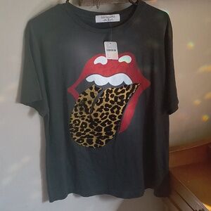 Daydreamer For Free People Black Tee with Red Graphic